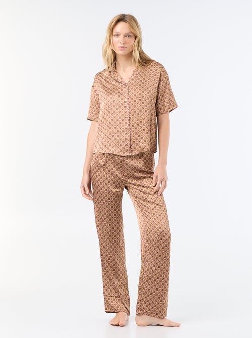 Gesatineerde pyjama met print - Kiabi