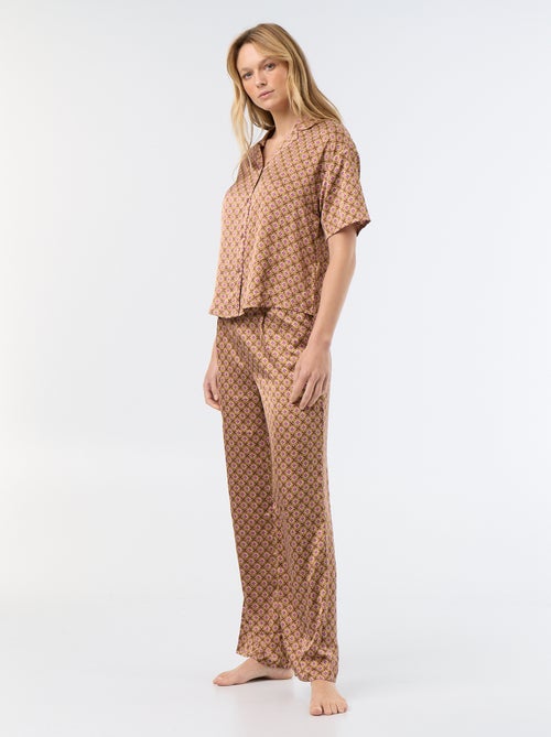 Gesatineerde pyjama met print - Kiabi