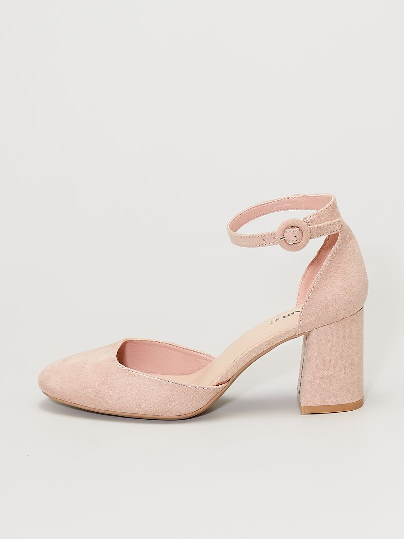 Gesloten sandalen met hak roze - Kiabi