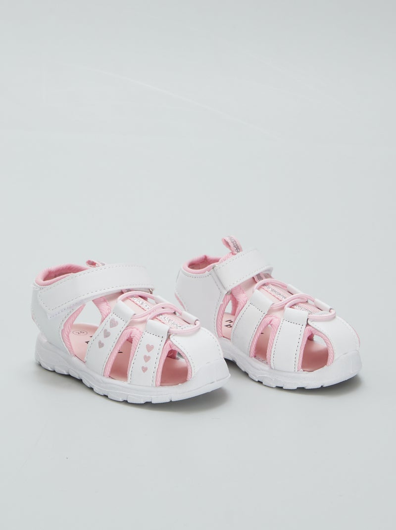 Gesloten sandalen met klittenbandsluiting WIT - Kiabi