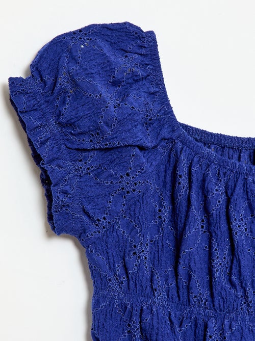 Gesmockt T-shirt met broderie anglaise - Kiabi