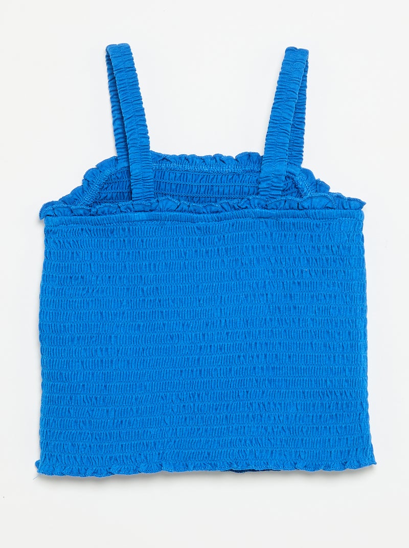 Gesmokt T-shirt met bandjes Blauw - Kiabi