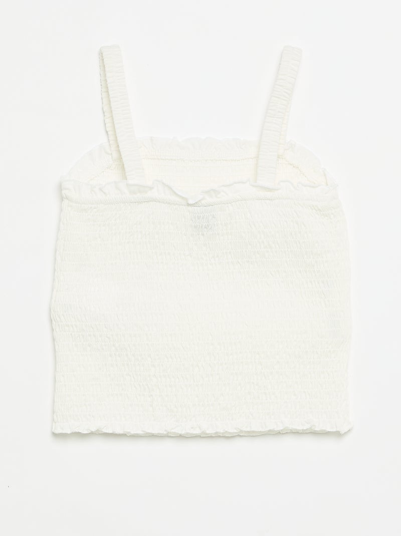 Gesmokt T-shirt met bandjes Wit - Kiabi