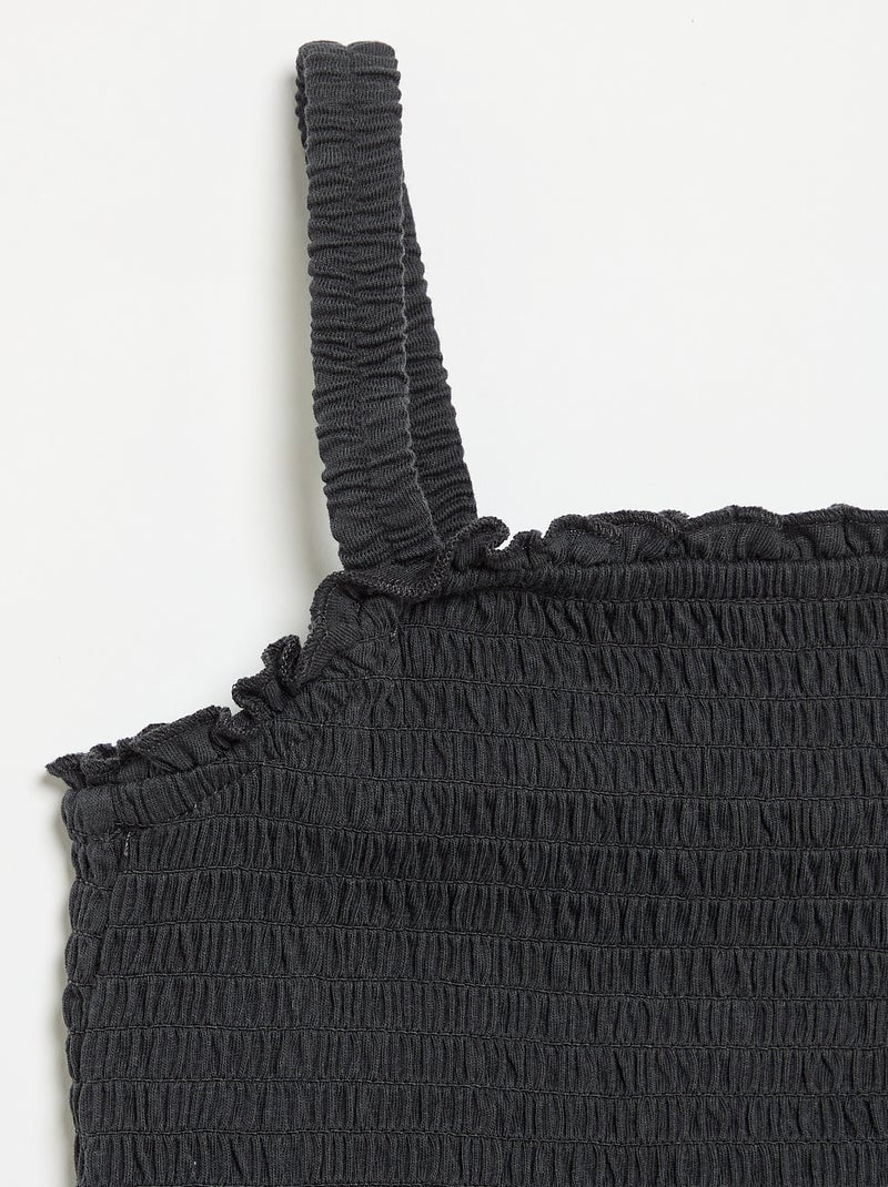 Gesmokt T-shirt met bandjes Zwart - Kiabi