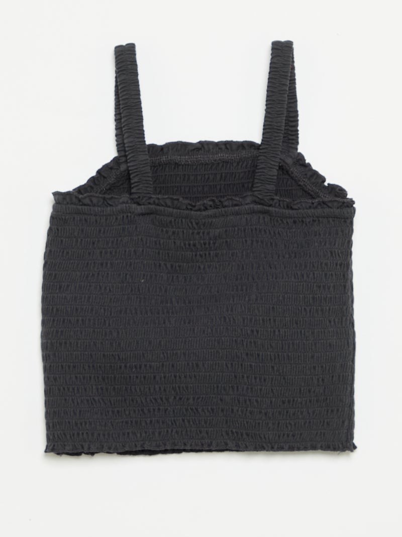 Gesmokt T-shirt met bandjes Zwart - Kiabi