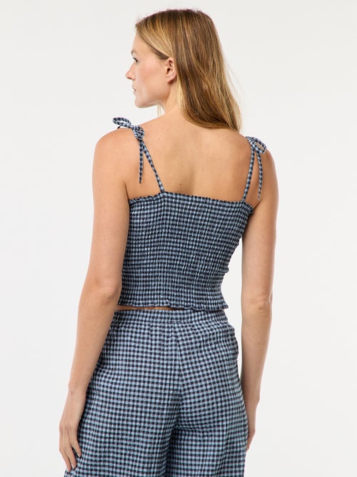 Gesmokte croptop met vichyruitje - Kiabi