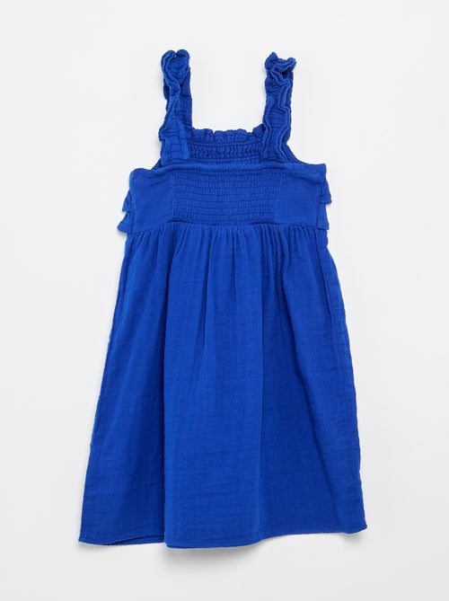 Gesmokte jurk met ruches en bandjes - Kiabi