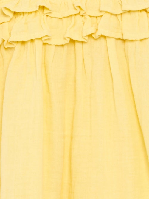 Gesmokte jurk met ruches en bandjes - Kiabi