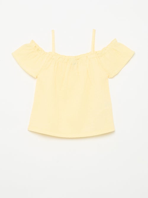 Gesmokte top met smalle bandjes - Kiabi