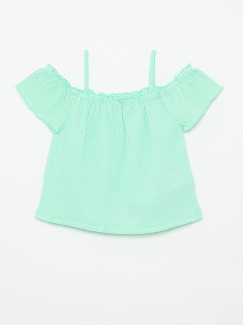 Gesmokte top met smalle bandjes - Kiabi