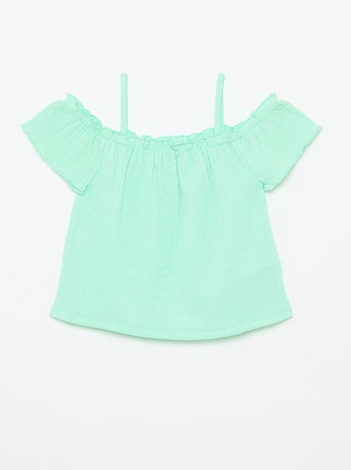 Gesmokte top met smalle bandjes - Kiabi