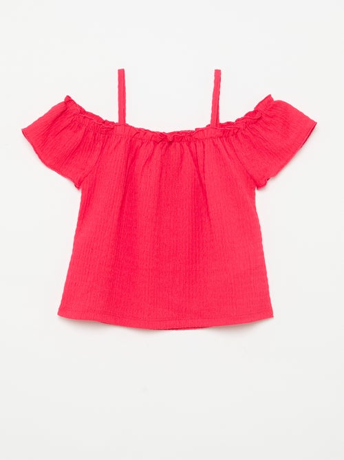 Gesmokte top met smalle bandjes - Kiabi