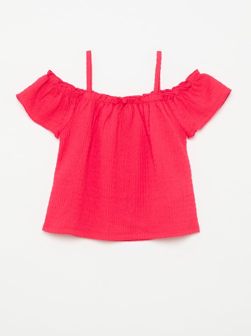 Gesmokte top met smalle bandjes - Kiabi