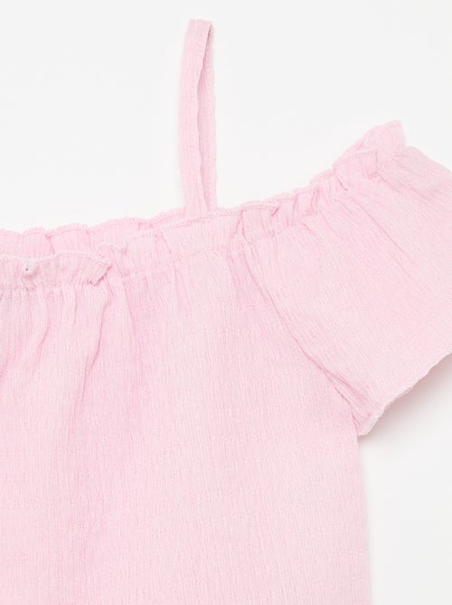 Gesmokte top met smalle bandjes - Kiabi