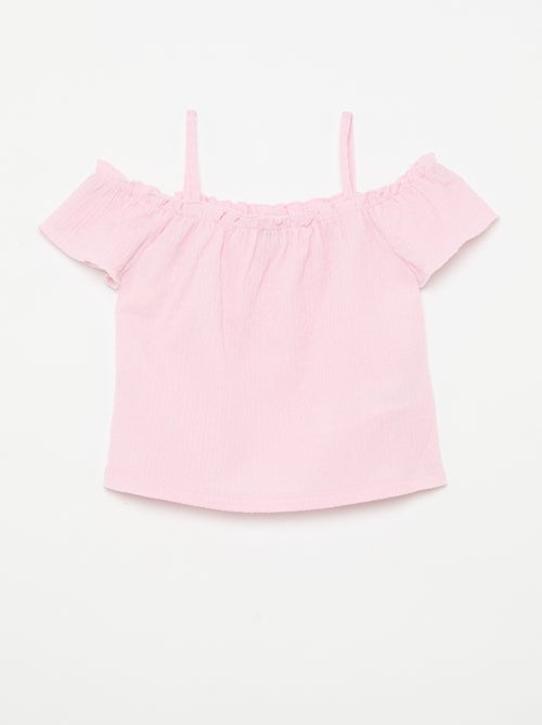 Gesmokte top met smalle bandjes - Kiabi