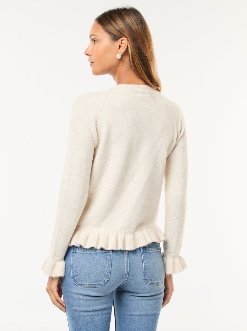 Gespikkeld vest met golvende details Biege - Kiabi