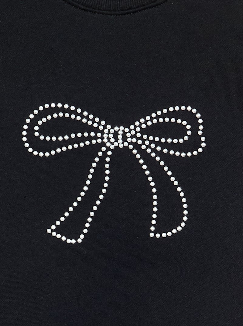 Gespikkelde sweater met parelmotieven Zwart - Kiabi