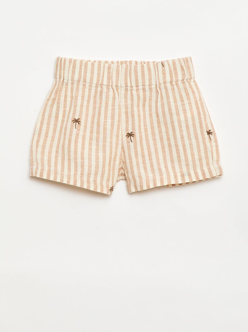 Gestreept 2-delig set - overhemd + short Biege - Kiabi