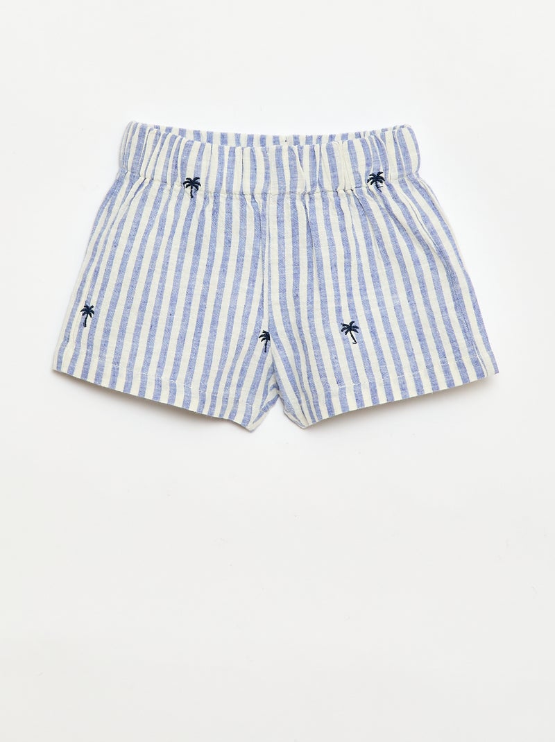Gestreept 2-delig set - overhemd + short Blauw - Kiabi