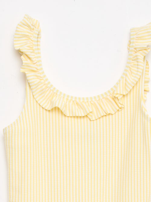 Gestreept badpak met ruches en stretch - Kiabi