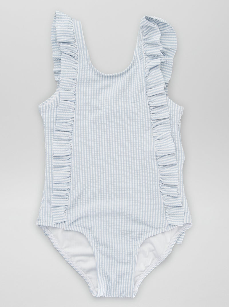 Gestreept badpak van getextureerde stof blauw / wit - Kiabi