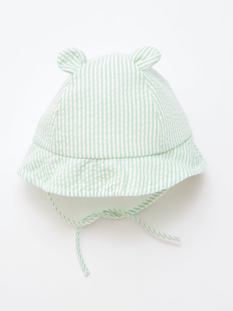 Gestreept bucket hat met kleine oortjes Groen - Kiabi