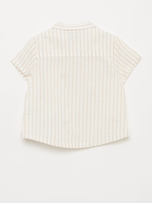 Gestreept hemd met print en korte mouwen - Kiabi