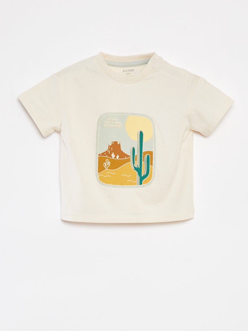 Gestreept jersey T-shirt met korte mouwen WIT - Kiabi