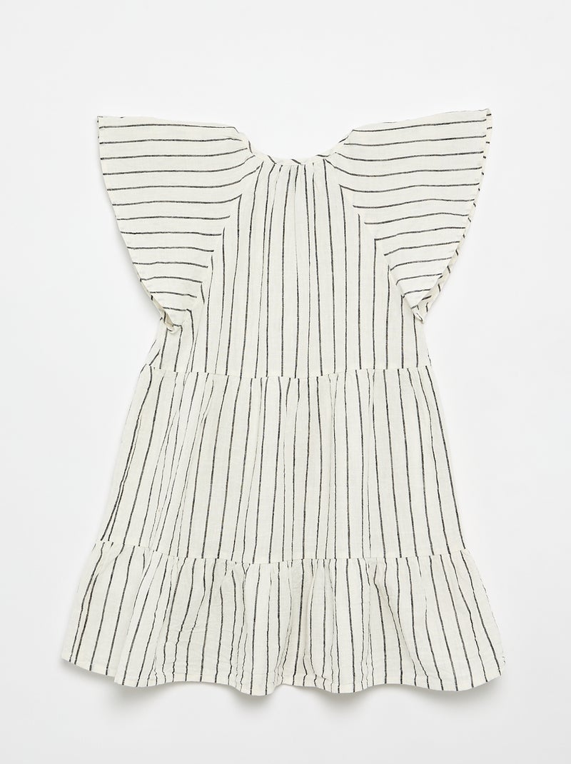 Gestreept jurkje met uitlopende snit Ecru - Kiabi