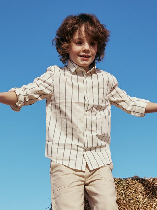 Gestreept katoenen hemd met borstzak - Kiabi