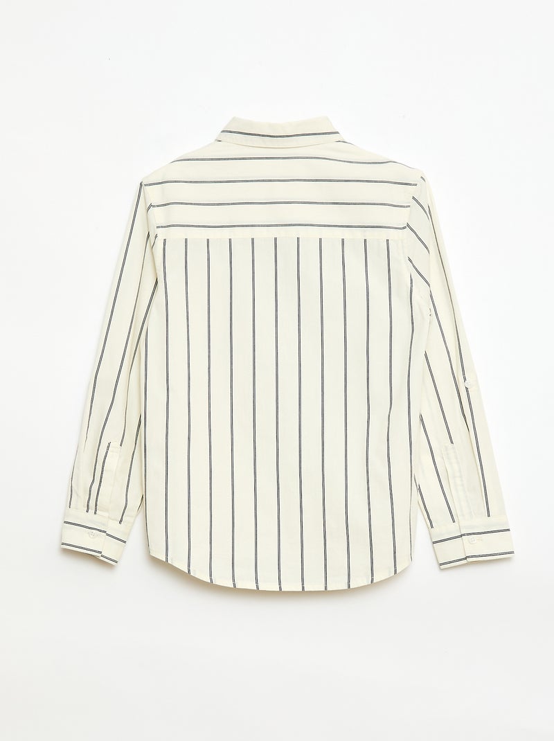 Gestreept katoenen hemd met borstzak Biege - Kiabi