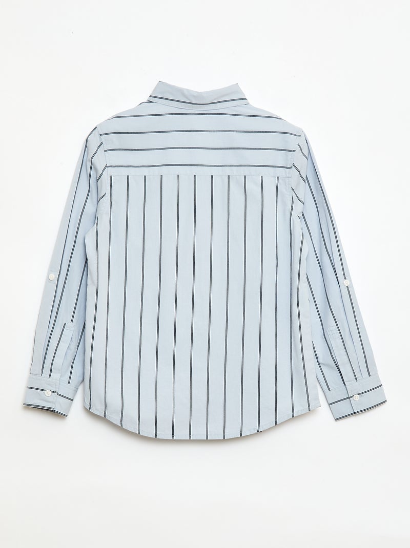 Gestreept katoenen hemd met borstzak Blauw - Kiabi
