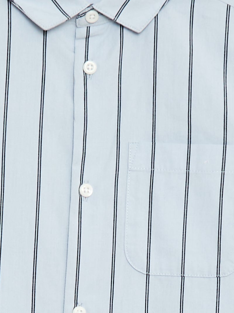 Gestreept katoenen hemd met borstzak Blauw - Kiabi