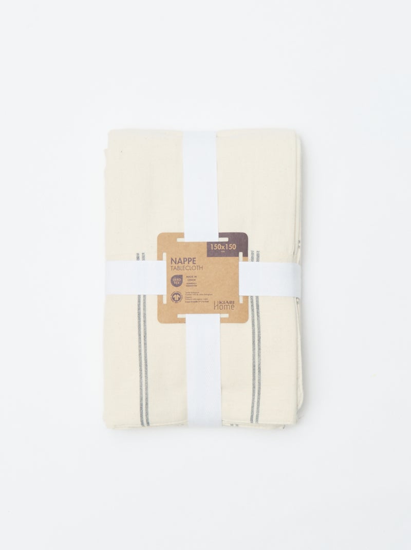 Gestreept katoenen tafelkleed (150x150 cm) - Kiabi Home Biege - Kiabi