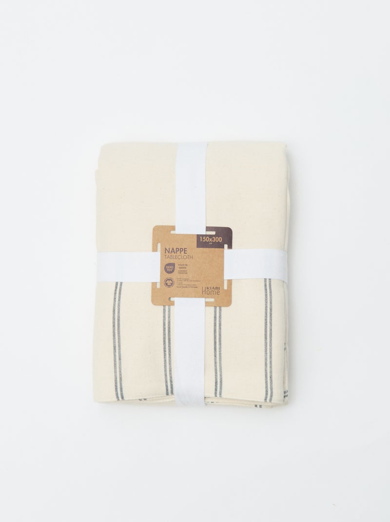 Gestreept katoenen tafelkleed (150x300 cm) - Kiabi Home Biege - Kiabi