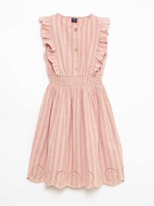 Gestreept linnen katoenen jurk - Kiabi