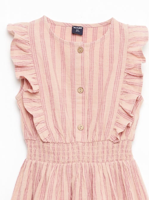 Gestreept linnen katoenen jurk - Kiabi