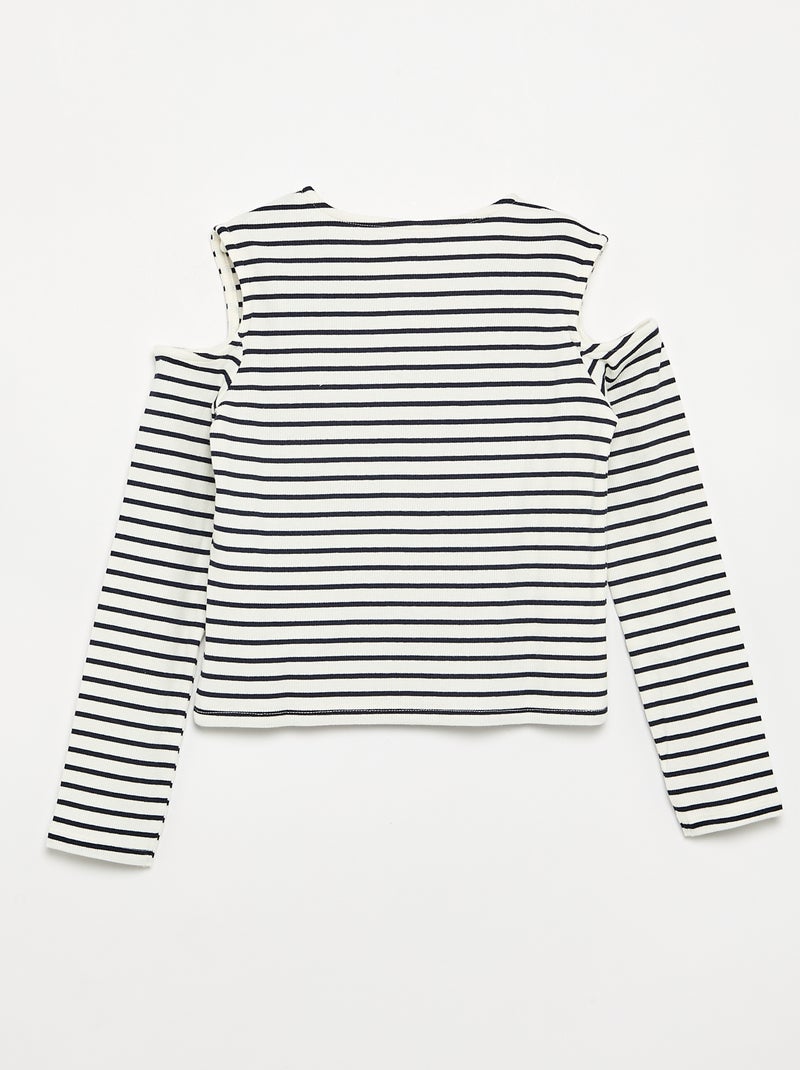 Gestreept mouwloos T-shirt Blauw - Kiabi