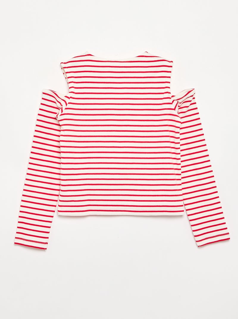 Gestreept mouwloos T-shirt Rood - Kiabi