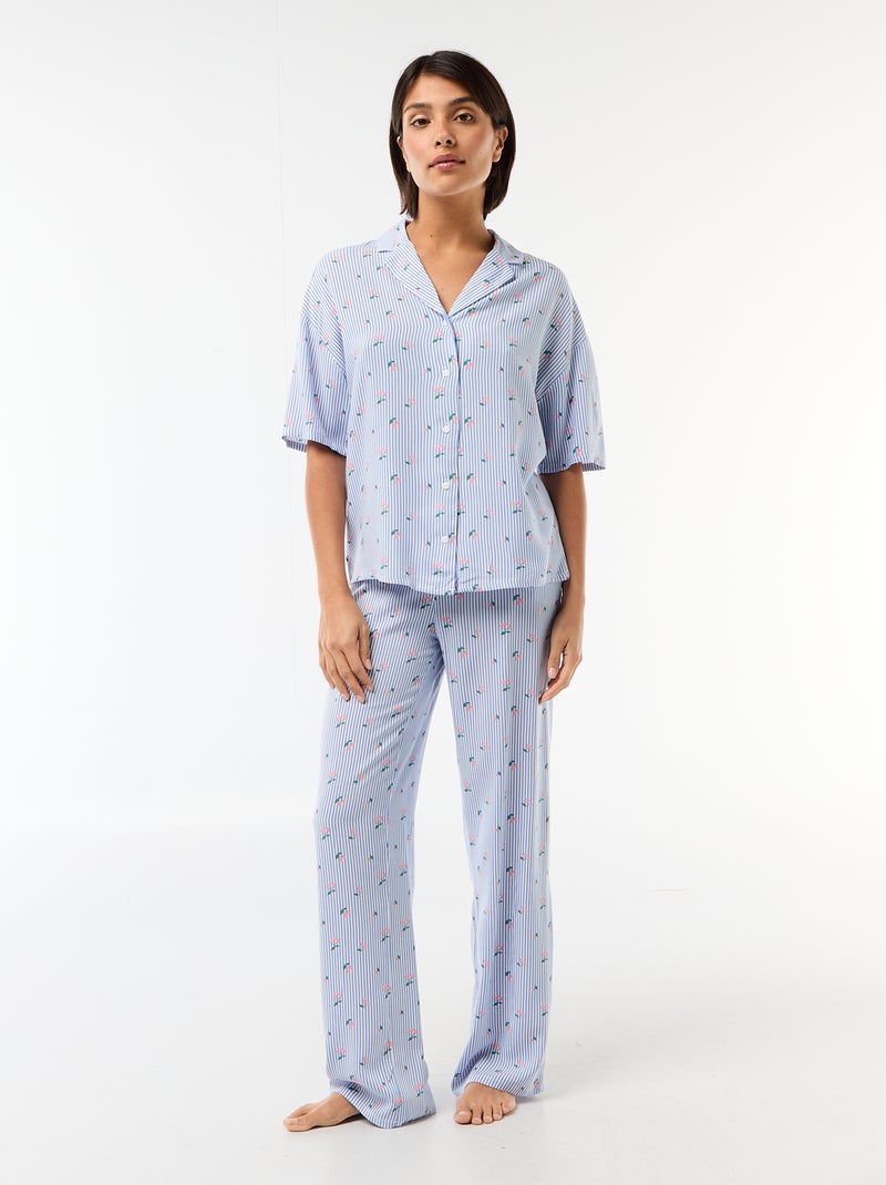 Gestreept nachthemdset all-over Blauw - Kiabi