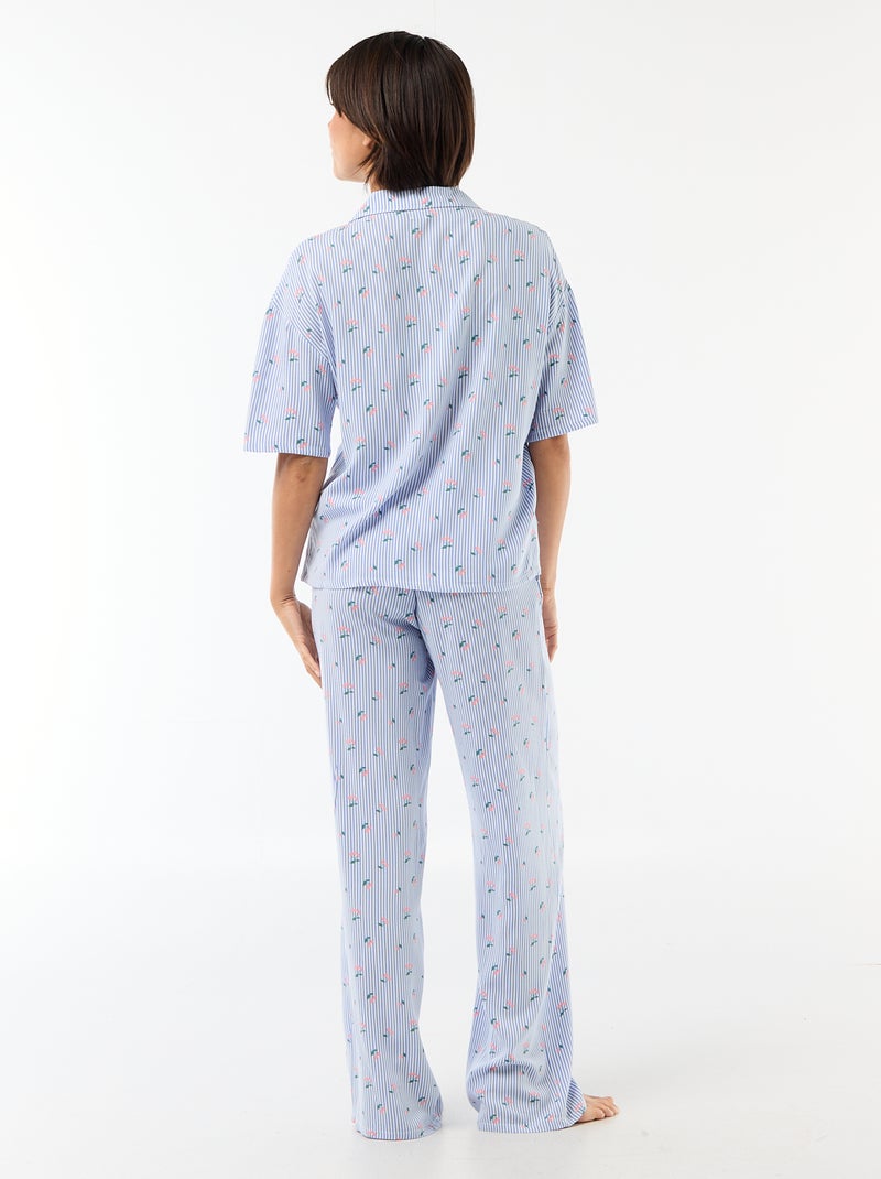 Gestreept nachthemdset all-over Blauw - Kiabi