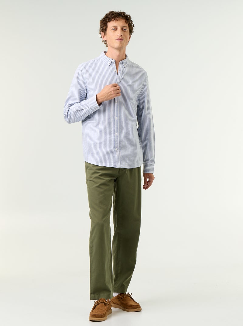Gestreept overhemd met button-down kraag Blauw - Kiabi