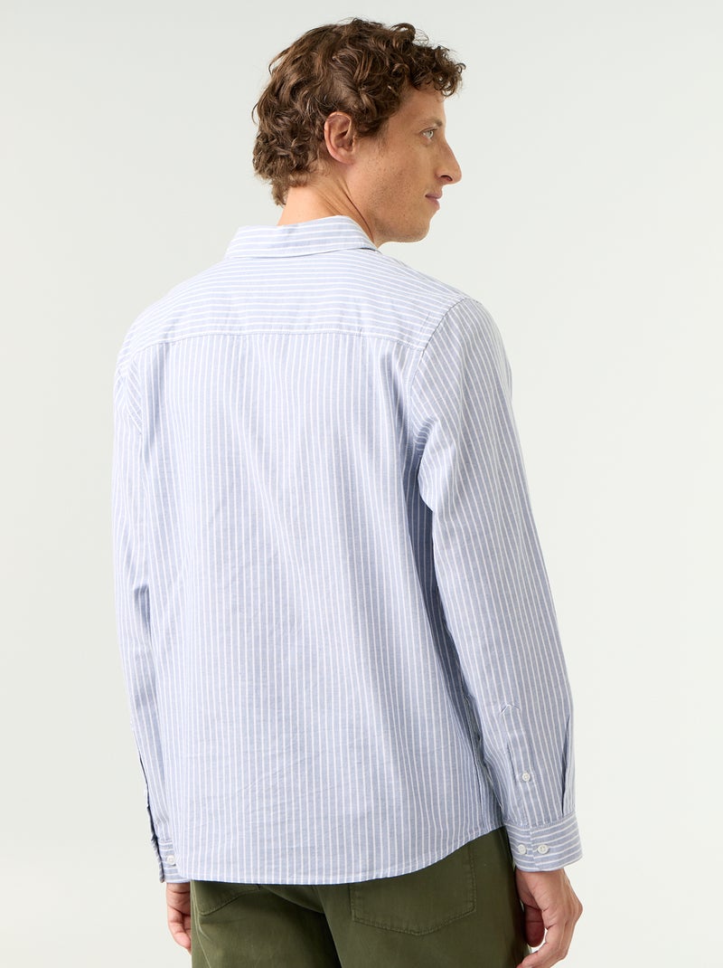 Gestreept overhemd met button-down kraag Blauw - Kiabi