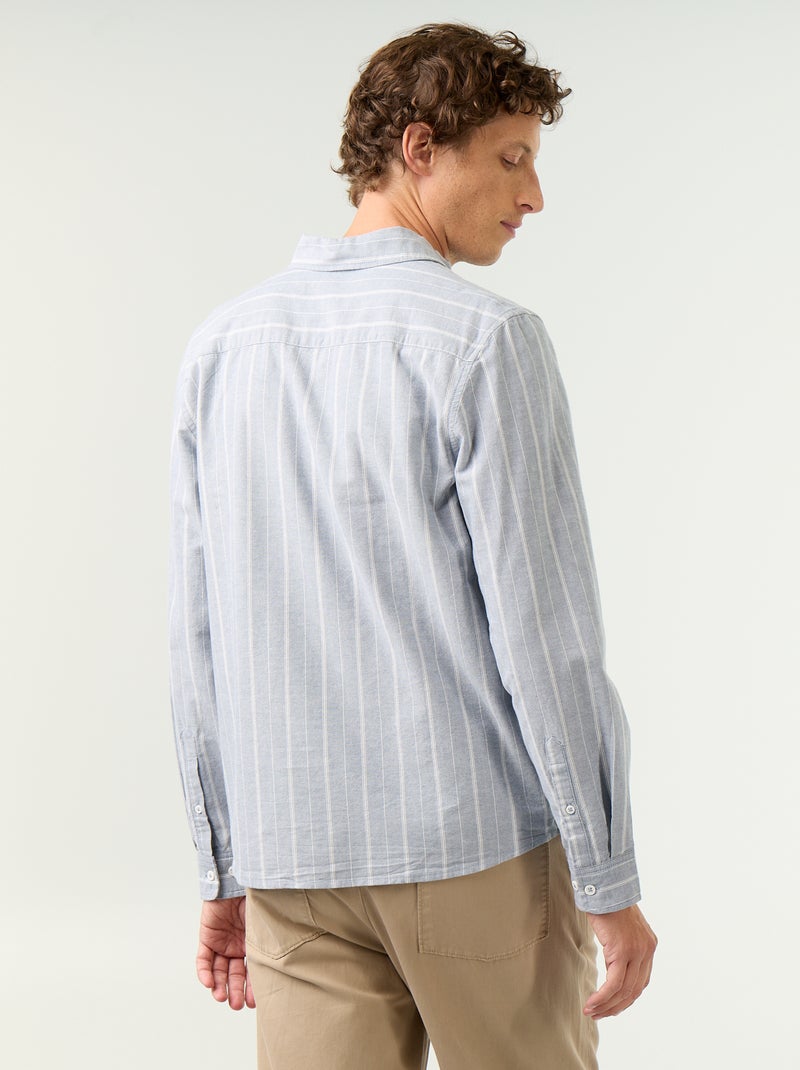 Gestreept overhemd met button-down kraag Groen - Kiabi