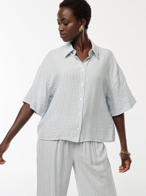 Gestreept overhemd met korte mouwen - Kiabi