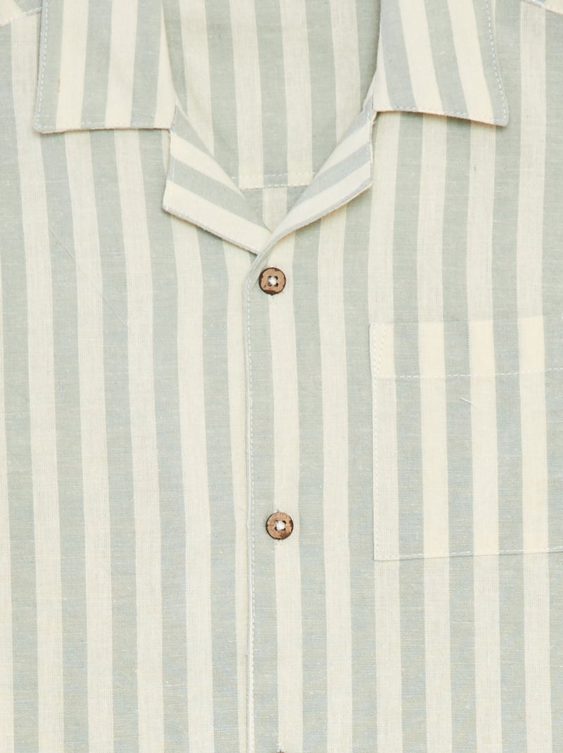 Gestreept overhemd met korte mouwen GROEN - Kiabi