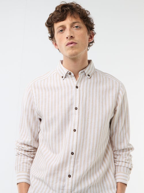 Gestreept overhemd van linnen en katoen - Kiabi