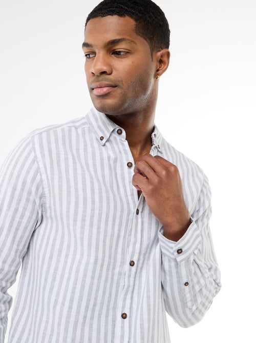 Gestreept overhemd van linnen en katoen - Kiabi