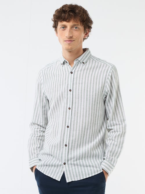 Gestreept overhemd van linnen en katoen - Kiabi