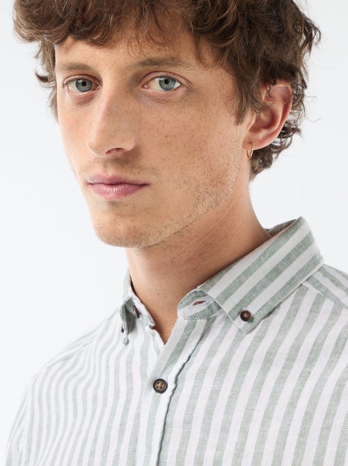 Gestreept overhemd van linnen en katoen - Kiabi